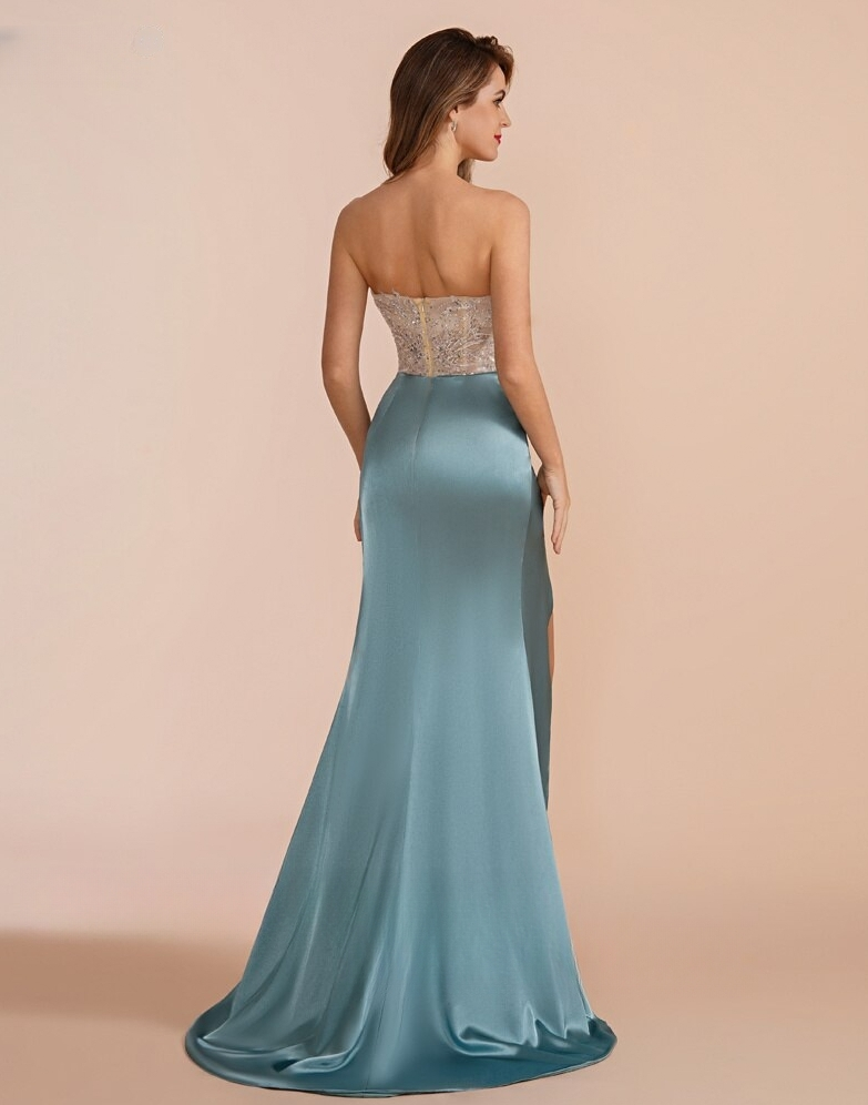 Ophelia formal high top slit satin dress