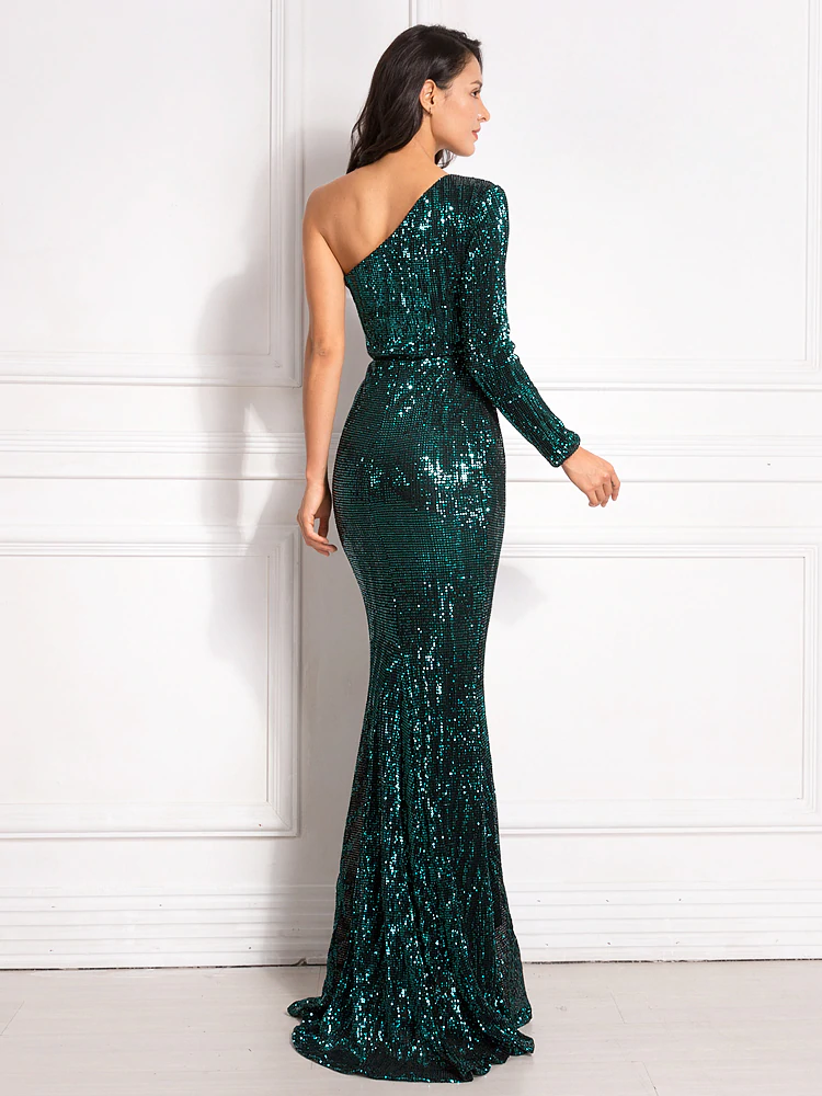 Green sparkly sales long sleeve dress