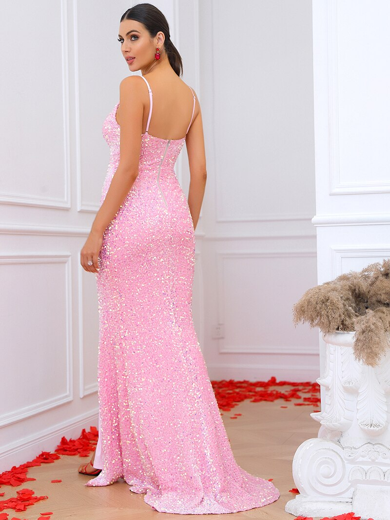 Tori Pink Sequins Gown – Micaah