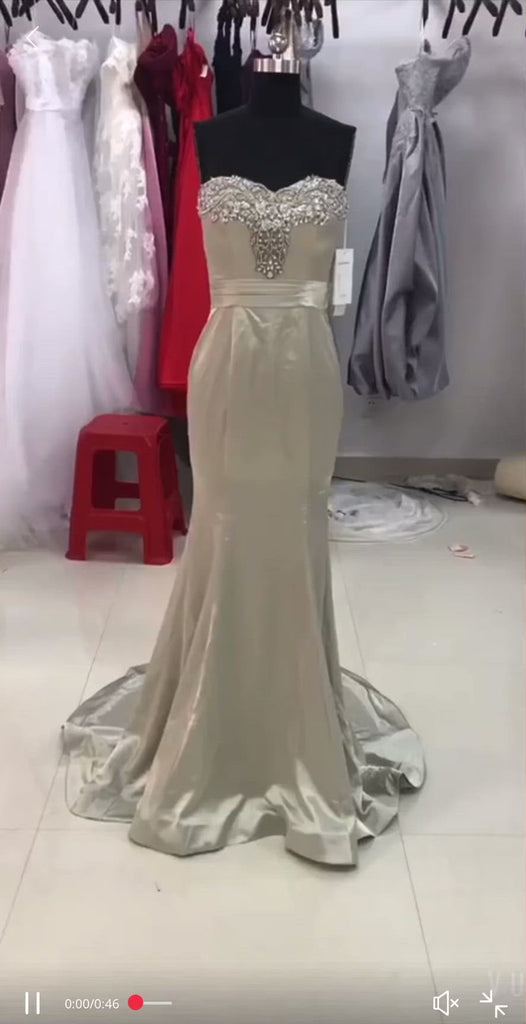 Sophia Silver Satin Gown