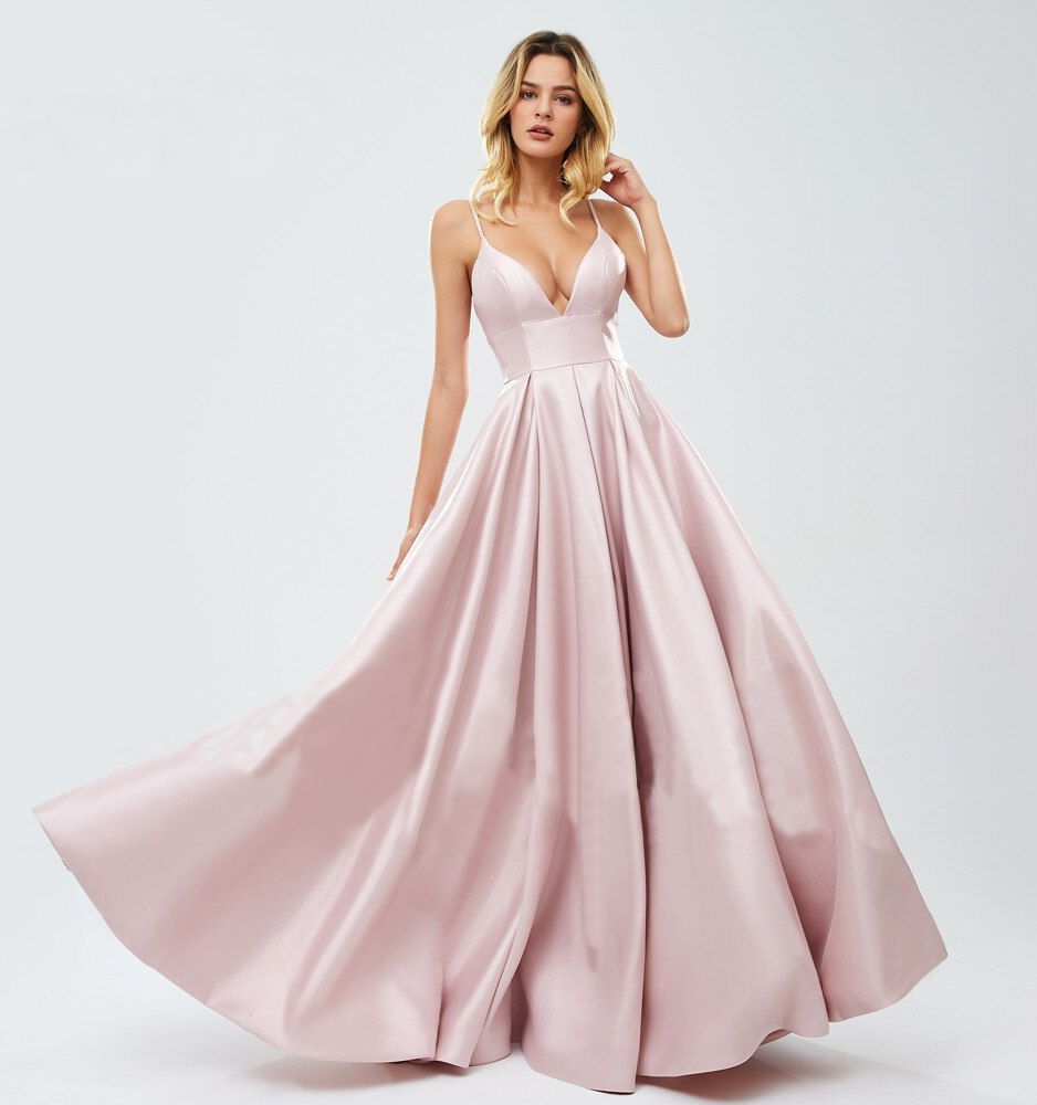 Ambika Satin Formal Gown - Pink
