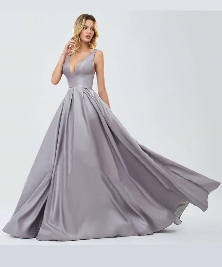 Letisha Satin Gown - Silver