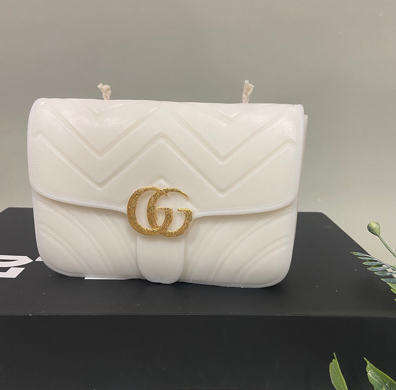 GG Candle with Gold Trim - White