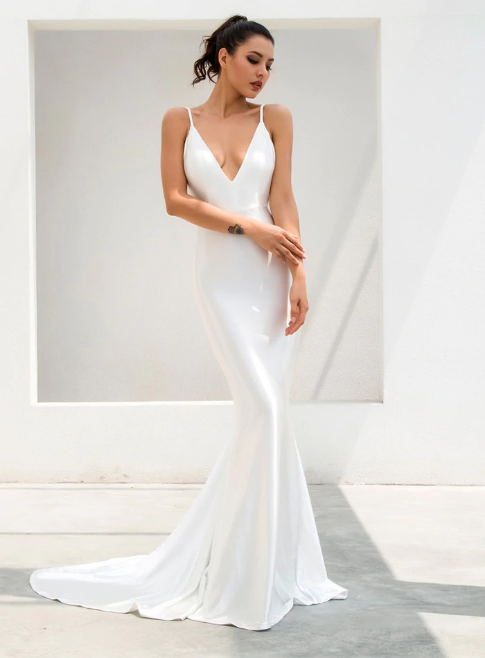 Ivory silk deals gown